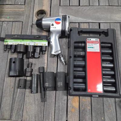 Lot #198 - Pneumatic Air Impact Wrench Gun & Impact Socket Adapter Sets