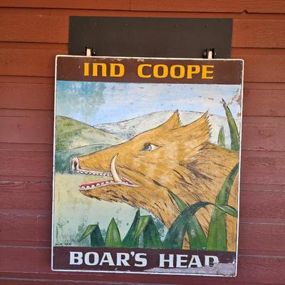 Lot #57 - Ind Coope Boar's Head British Brewery Sign 1979 Manton