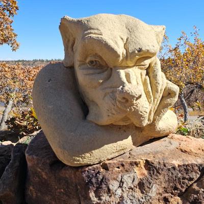 Lot #48 - Concrete Gargoyle Guardian Dog Outdoor Statue Yard Garden Patio