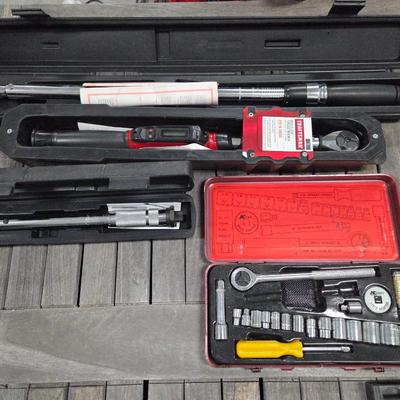 Lot #200 - Husky Pro, Craftsman & Pittsburgh Pro Torque Wrenches, Plus Vintage KMart Socket Wrench Set