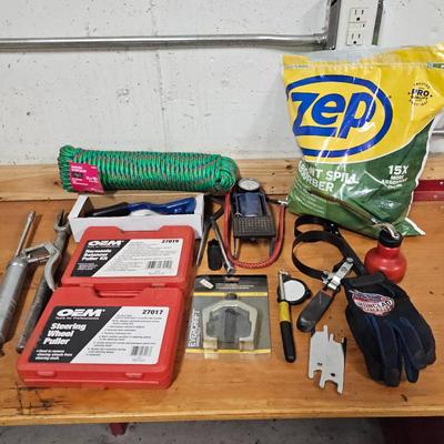 Lot #183 - Car Care Mechanics - Harmonic Balancer Puller Kit, Steering Wheel Puller, Tubing Bender, Pitman Arm Puller & More!