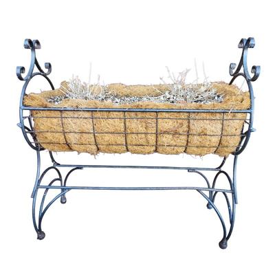 Lot #80 - Wrought Iron Cradle Trough Planter With a Coco Fiber Liner