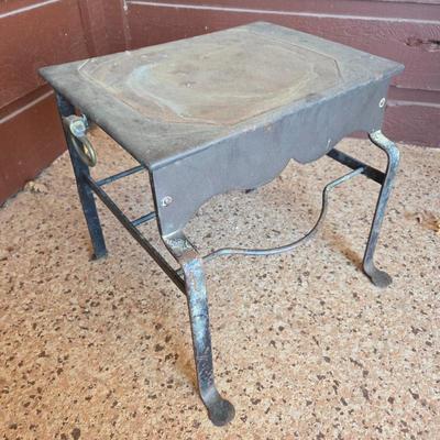 Lot #77 - Antique Wrought Iron Fire Range Side Warming Stand Footman Kettle Stand.