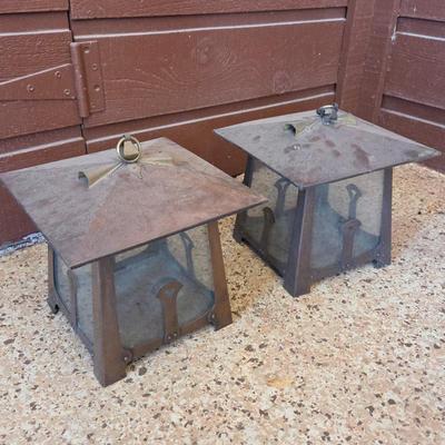 Lot #66 - Metal and Glass Outdoor Lanterns