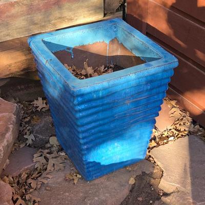 Lot #93 - Blue Glazed Ripple Square Planter
