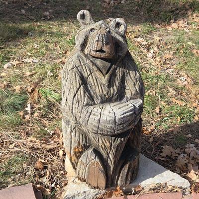 Lot #39 - Chainsaw Carved Wood Bear Sculpture Weathered