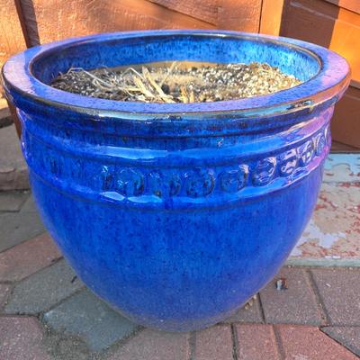 Lot #90 - Blue Glazed Planter Pot Garden Patio Yard
