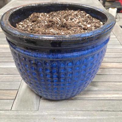 Lot #128 - Blue Dimple Glaze Ceramic Planter