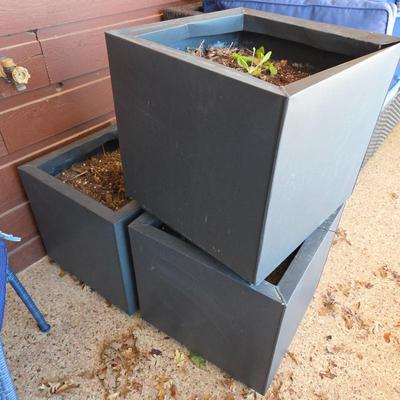 Lot #64 - Square Grey Resin Planters