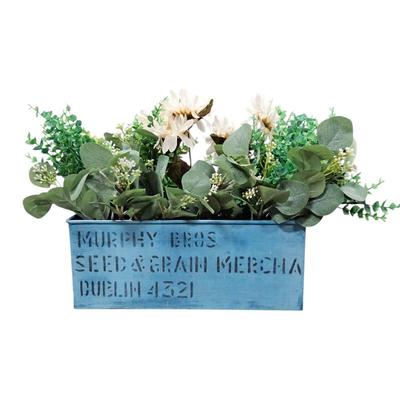Lot #135 - "Murphy Bros. Seed & Grain Merchants Dublin 4321" Metal Container With Faux Floral Arrangement