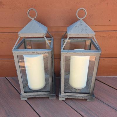 Lot #16 - Decorative Metal Lanterns With Flameless Candles