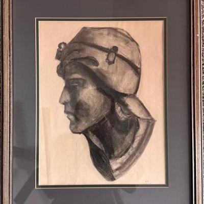 Charcoal Portrait Of Warrior 
