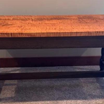 Wooden Rectangular Table with Turned Legs