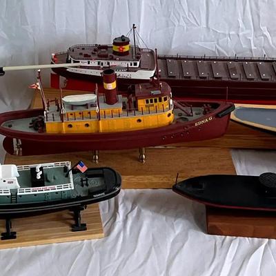 Large Wooden Model Ships #1 – Lot of Multiple Display Pieces