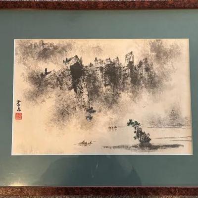 Asian Inspired Framed Art Prints, Qty 2