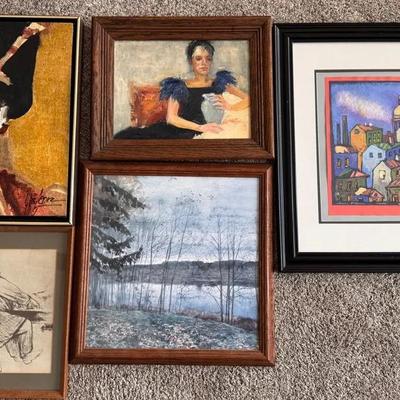 Framed Art Prints, Qty 5
