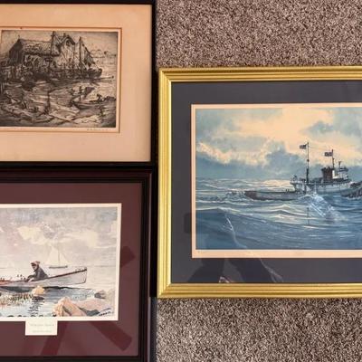 PENDING Three framed art prints