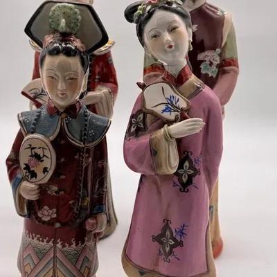 Ceramic Figurines in Traditional Attire, Qty 4