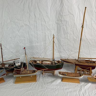 Fleet of Wooden Model Ships #3 – Large Multi-Piece Lot 