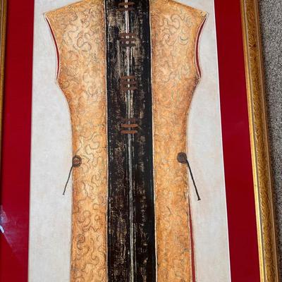 Framed Textile Art with Gold Frame