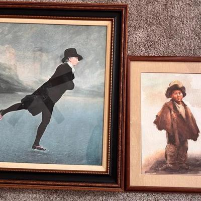 The Skating Minister and another Framed Art Piece, Qty 2