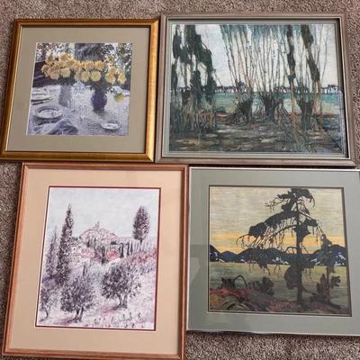 Framed Art Prints, Qty 4