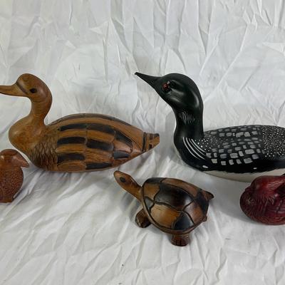 Hand-Carved Animal Figurines – Mixed Wood Lot