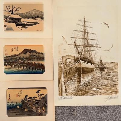 Vintage Art Prints, Qty 4