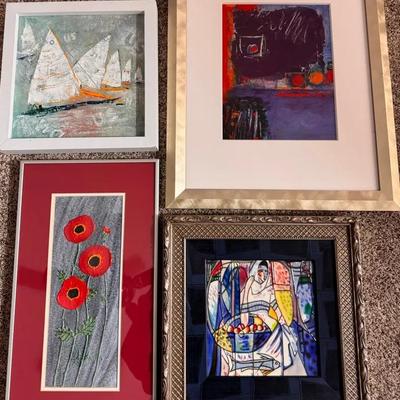 Framed Mixed Media Art, Qty 4