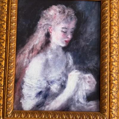 Framed Print of Young Girl Sewing by Pierre-Auguste Renoir