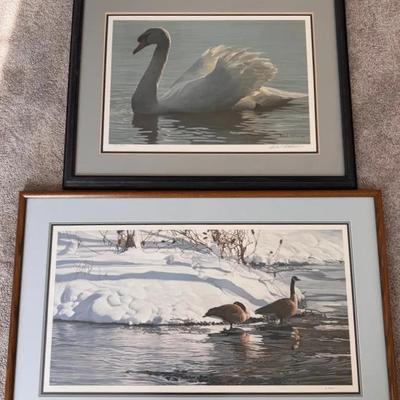 Framed Waterfowl Art Prints, Qty 2 - Signed And Numbered 