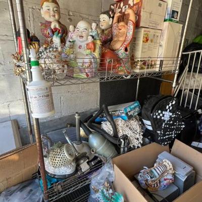 Figurines. Irons. Computer speakers. Industrial air blower