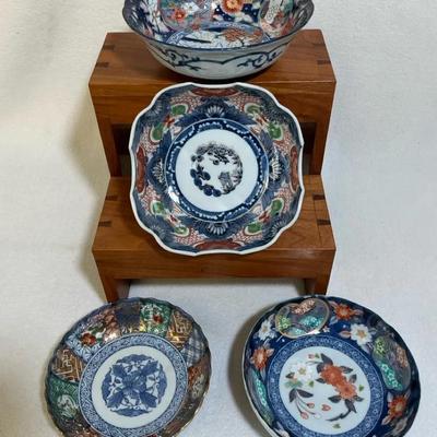 Japanese Imari And Arita Porcelain Bowls With Gilding, 4 Pcs
