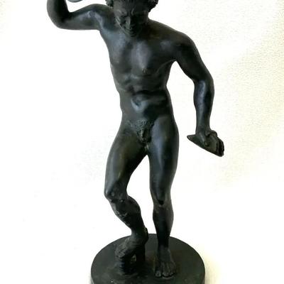 Dancing Satyr With Cymbals Bronze Tabletop Statuette
