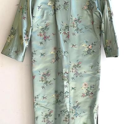 Robinson’s Satin Embroidered Asian House Coat, Vintage 