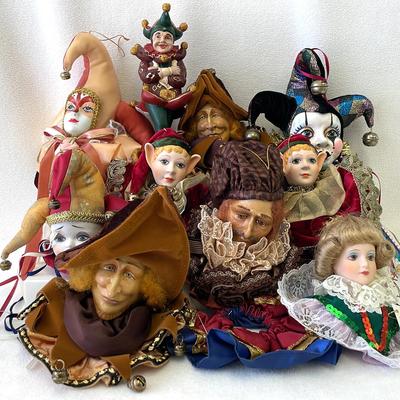 Jester, Clown And Elf Ornament Busts, 10pcs