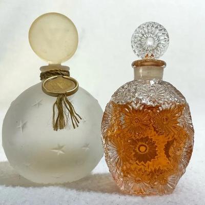 Worth Paris Parfume Lalique Bottles, 2 Vintage Pcs