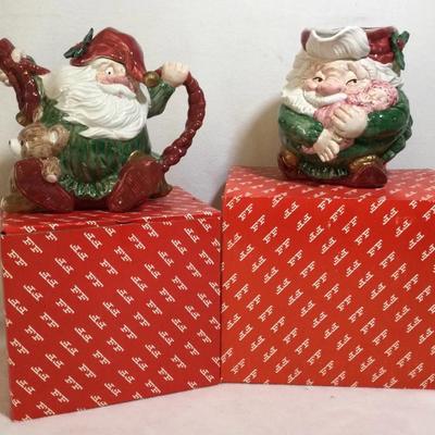 Fitz & Floyd Old World Christmas Elves Teapot & Pitcher 2 Pc.