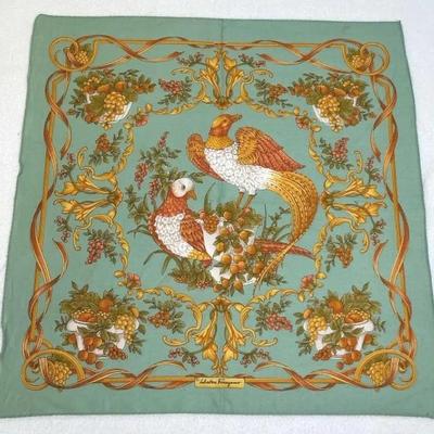 Salvatore Ferragamo Celedon Cotton/Linen Handkerchief
