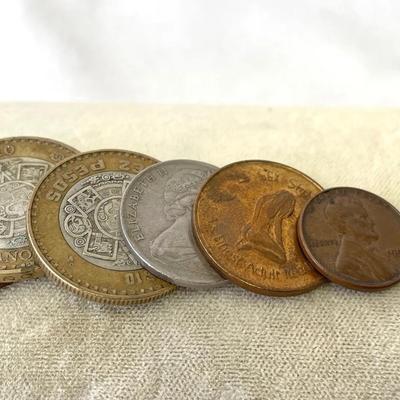 Vintage Coins And Coin Button, 7pcs