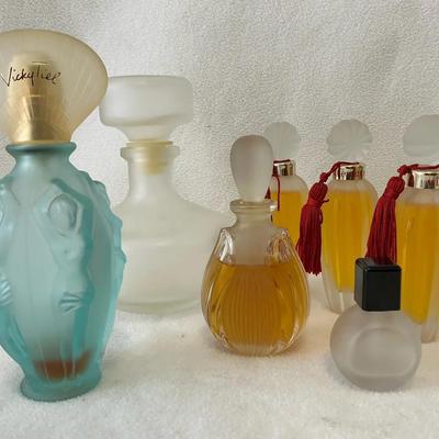 Frosted Glass Vintage Parfume Bottles, 7 Pcs