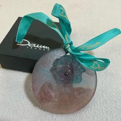 Daum Cherubin Medallion Crystal Relief In Box