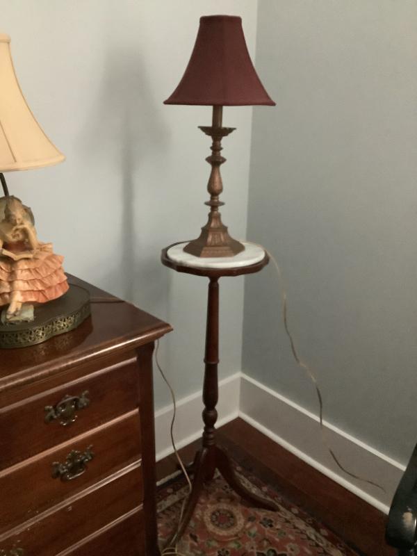 Sale Photo Thumbnail #216: $28 plant stand with marble added 35”H 10” diameter 