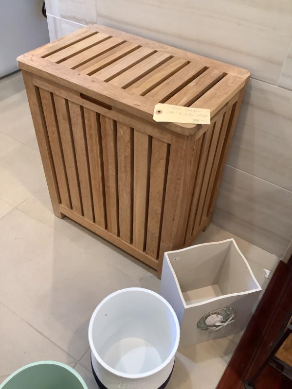 Sale Photo Thumbnail #172: $38 Teak Hamper 24"H 21"W 13"depth