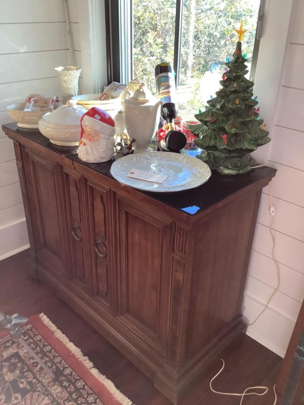 Sale Photo Thumbnail #128: $225 bar cart with black glass top on casters
*as is on top but no issues seem with glass on top