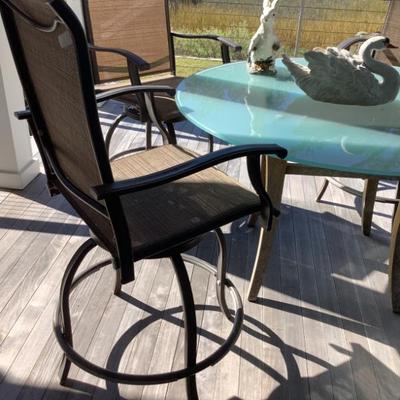 $100 swivel metal patio chairs 48"H 26"W 26"depth
