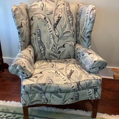 $195 wing back chair, nicely reupholstered 42"H 36"W 34"depth 