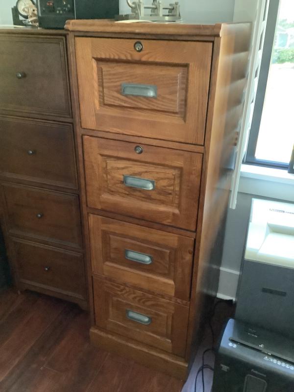 Sale Photo Thumbnail #186: $125 filing cabinet 4 drawer with hand pulls 55"H 19"W 22"depth