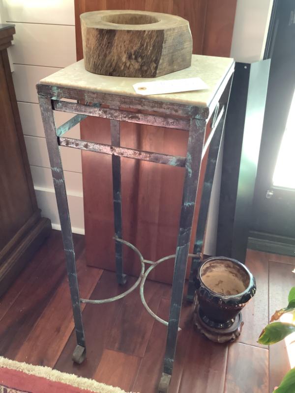Sale Photo Thumbnail #11: $58 metal with marble top plant stand 32"H 12" x 12"