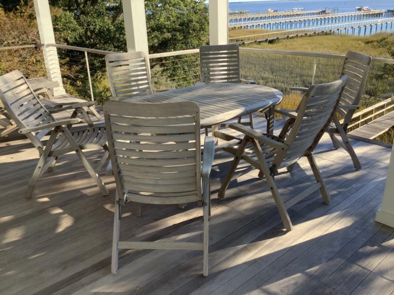 Sale Photo Thumbnail #135: $1195 teak table with 6 chairs-table 28"H 70"L 42"W 